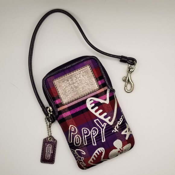 Coach Handbags - Coach - "Poppy" Purple Tartan Wristlet (Retired) - EUC
